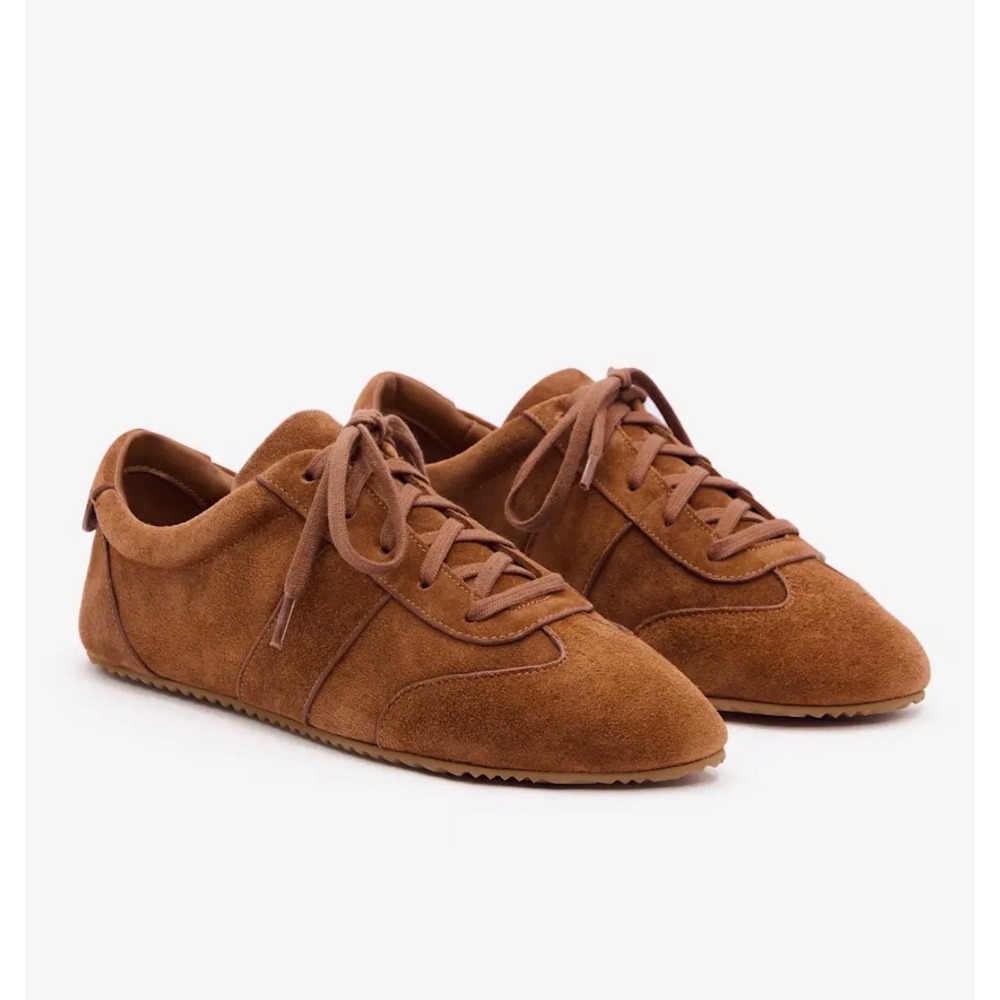 Reformation Terra Suede Sneakers Cinnamon Brown Low Top Trainers Womens 9